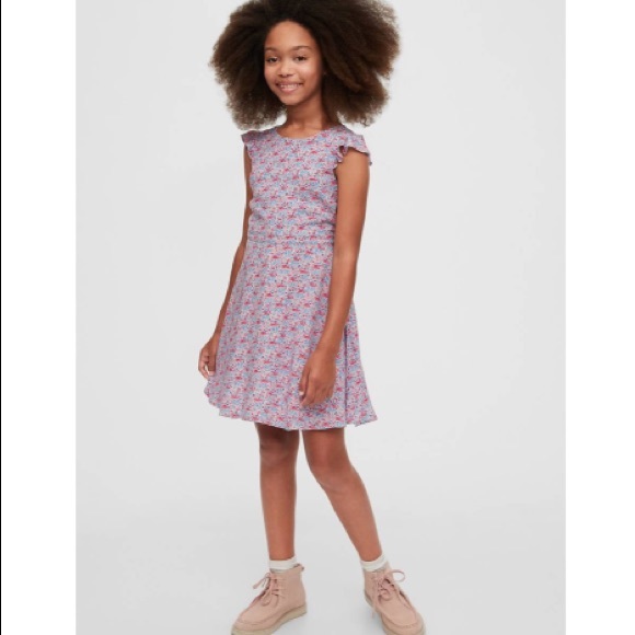 NWT GAP Size S youth floral ruffle dress - Picture 2 of 2
